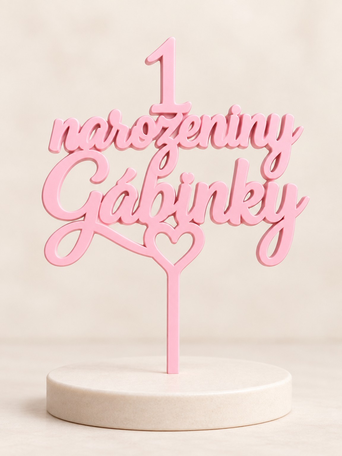 Růžový personalizovaný zápich Gabinky s číslem