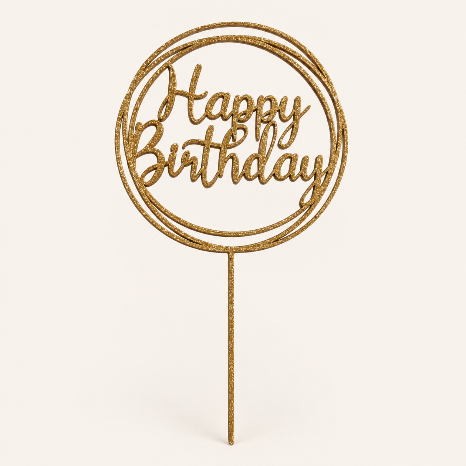 Zlatý kruhový zápich Happy Birthday