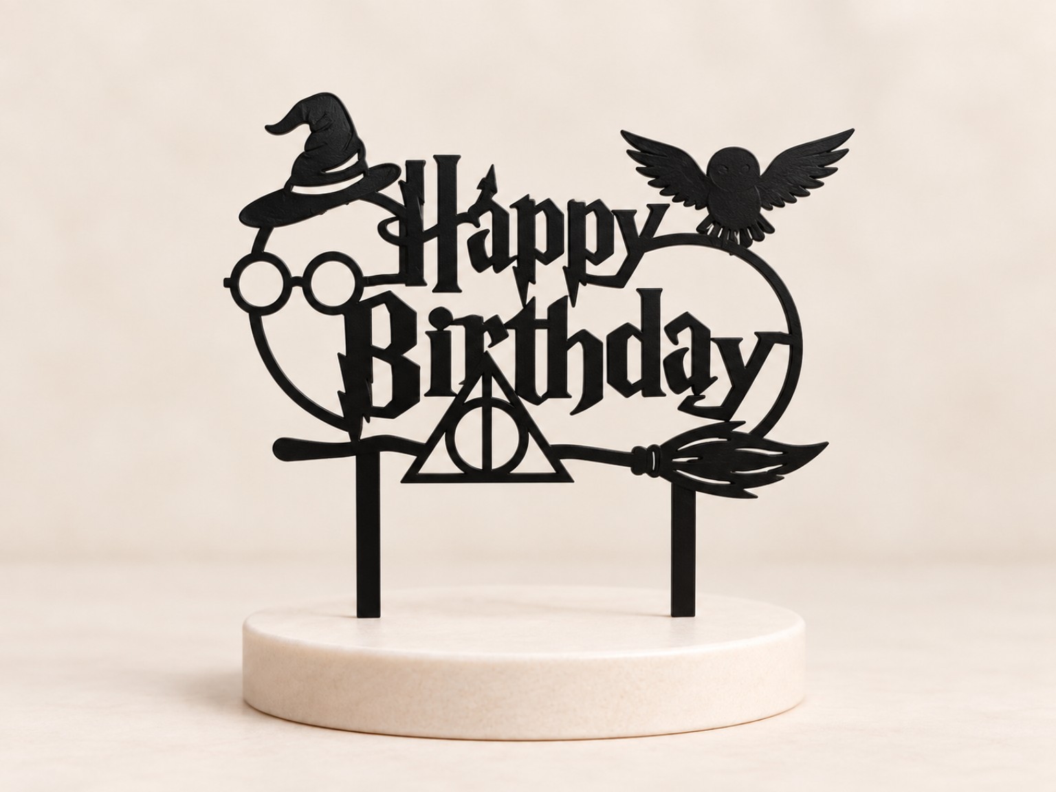 Černý kouzelnický zápich Happy Birthday