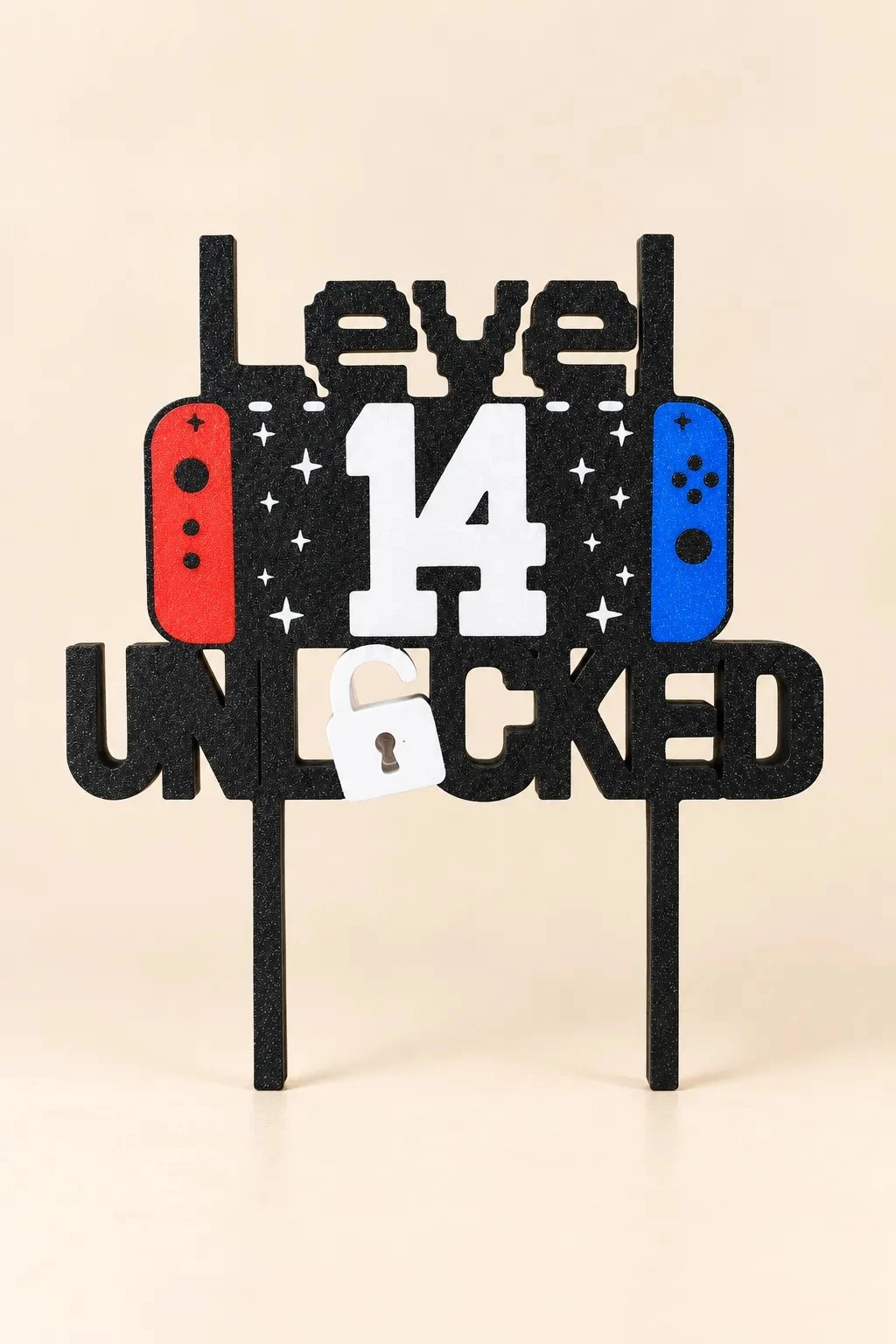 Herní zápich Level 14 Unlocked s číslem na přání