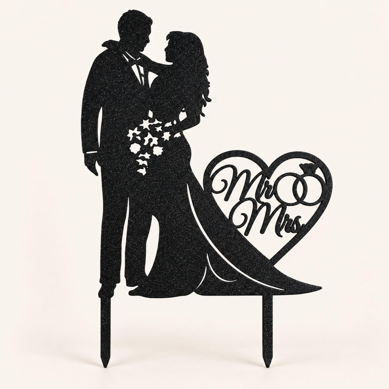 Černý svatební zápich Mr a Mrs